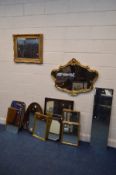 A QUANITITY OF VARIOUS WALL MIRRORS OF VARIOUS AGES, STYLES AND SIZES, to include a foliate gilt