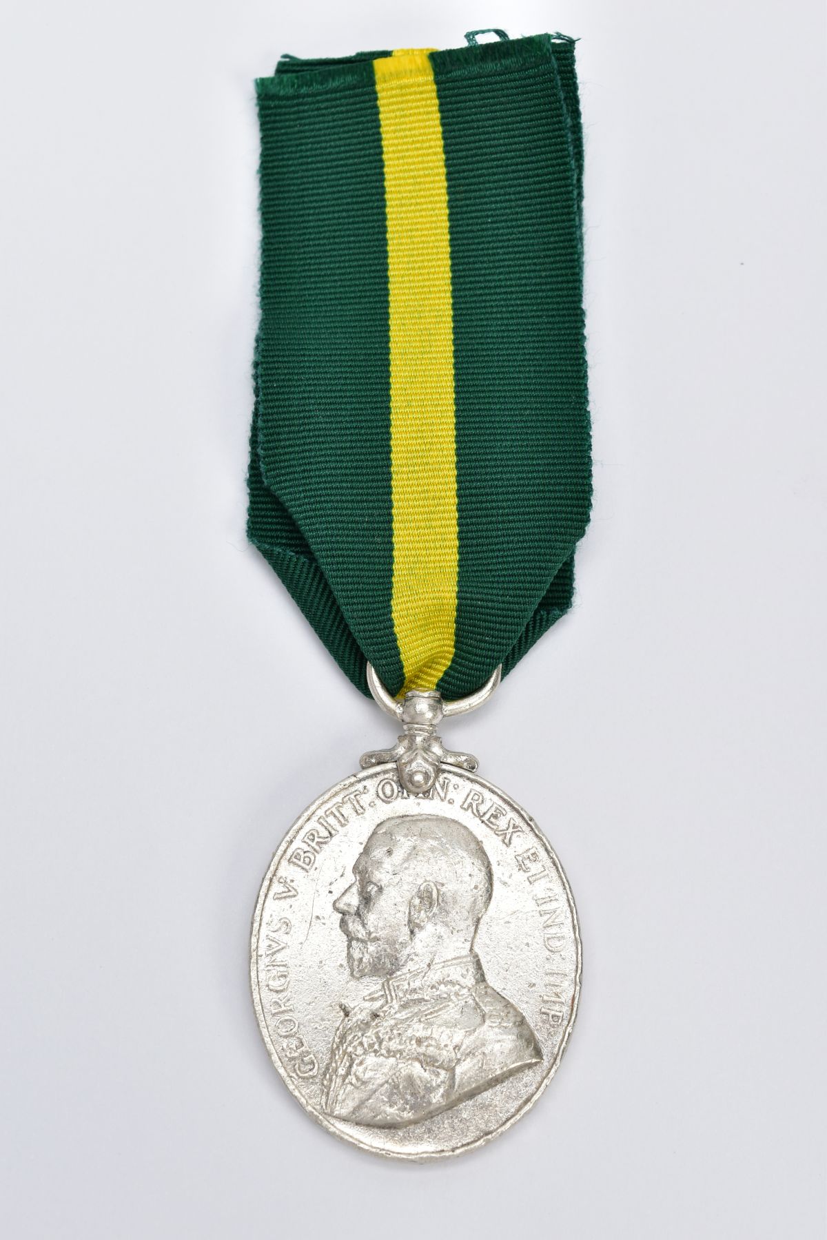 A GEORGE V MEDAL WITH RIBBON, an oval medal of 'Territorial Force Efficiency Medal' awarded to