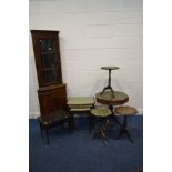 A COLLECTION OF MAHOGANY OCCASIONAL FURNITURE, to include an octagonal drum table, nest of three