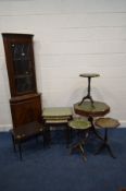 A COLLECTION OF MAHOGANY OCCASIONAL FURNITURE, to include an octagonal drum table, nest of three