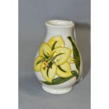 MOORCROFT 'BERMUDA LILY' PATTERN VASE, impressed backstamp, height approximately 9.5cm (