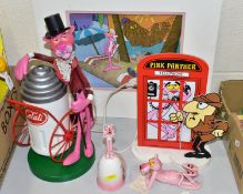 A QUANTITY OF PINK PANTHER RELATED ITEMS, two different Nuova Linea Zero table lamps, not tested but