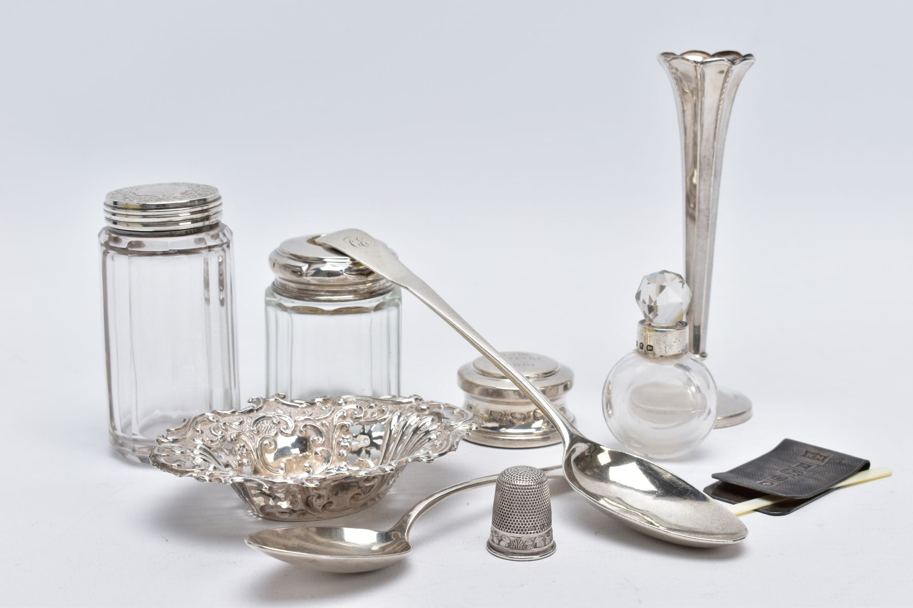 A QUANTITY OF SILVER ITEMS, to include a George III Old English pattern tablespoon engraved initials - Image 2 of 7