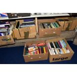 SIX BOXES OF BOOKS, subjects include Fiction 1950's to late 20th Century, antiques, general