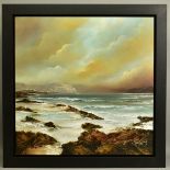 PHILIP GRAY (IRISH 1959) 'SEASIDE STORM I', a coastal landscape, signed bottom right, oil on canvas,