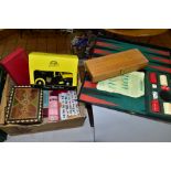 A QUANTITY OF ASSORTED BOXED GAMES, Chess, Mah Jong and Backgammon, cased set of Dominoes and