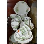 A ROYAL ALBERT FRIENDSHIP SERIES 'HAWTHORN' PATTERN TEA SET, comprising milk jug, sugar bowl (