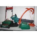 A POWERBASE GARDEN BLOWER, a Flymo Revolution 2000 strimmer and a Qualcast Concorde 32 lawn mower (