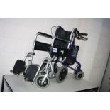 A DRIVE MEDICAL FOLDING WHEELCHAIR with footrests and a Days Disability walker (2)