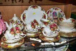 ROYAL ALBERT 'OLD COUNTRY ROSES', comprising teapot, height 16cm, cake/sandwich plate, milk jug,