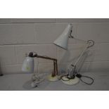 TERENCE CONRAN FOR HABITAT, A MAC NO 3 WHITE DESK LAMP, with faux wood arm (well used condition)