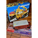 A BOXED PLAYMOBIL G SCALE ATLAS WORK TRAIN SET, No 4053, missing figures and accessories, but