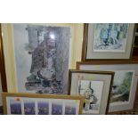 FRAMED PRINTS, comprising a signed limited edition Eric Sturgeon rural village scene, framed,