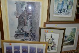 FRAMED PRINTS, comprising a signed limited edition Eric Sturgeon rural village scene, framed,