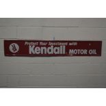 AN RED ENAMELLED SIGN, reading Kendall motor oil, width 183cm x 30cm