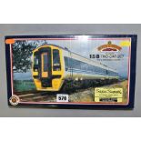 A BOXED BACHMANN 00 GAUGE GLASS 158 TWO CAR D.M.U. SET, No 31-500A, Regional Railways blue and white