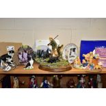 A GROUP OF ORNAMENTS AND COLLECTABLE PLATES, comprising boxed Country Artists sculpture 'Border