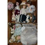 A QUANTITY OF UNBOXED AND ASSORTED MODERN COLLECTORS DOLLS, majority appear in fairly good condition