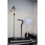 A YAMAHA PSR 175 KEYBOARD WITH STAND (no charger) , a Sharp Microwave, a Pedestal Fan, a 30 metre