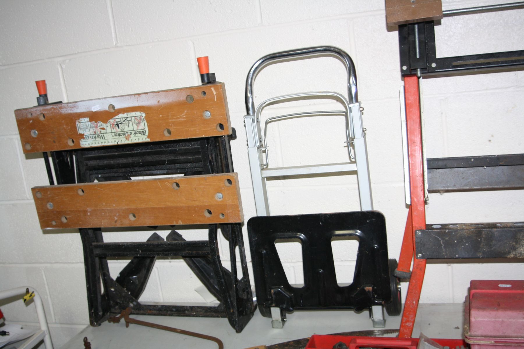 A BLACK AND DECKER WORKMATE, a Portable Workbench Vice, a plastic toolbox including tools, a folding - Image 3 of 6