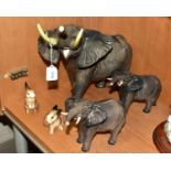 A GROUP OF BESWICK, comprising three Elephants, two small No 974 with trunks stretched (one with