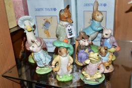 NINE ROYAL ALBERT BEATRIX POTTER FIGURES, comprising large 'Fox Whiskered Gentleman' P3450, boxed '