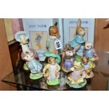 NINE ROYAL ALBERT BEATRIX POTTER FIGURES, comprising large 'Fox Whiskered Gentleman' P3450, boxed '