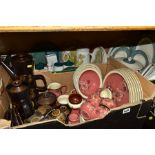 THREE BOXES OF DENBY AND ROYAL DOULTON PART DINNERWARES, to include Denby 'Damask' (sd) (32), '