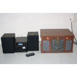 A GOODMANS MICRODAB 10 CD RADIO with two speakers and an Acura retro music player (both PAT pass and