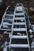 TWO ALUMINIUM STEP LADDERS AND TWO STEEL STEPS ( 4)