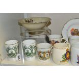 A GROUP OF ROYAL/OTHER COMMEMORATIVES, to include two King George V Coronation 1911 beakers and a