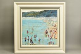 HILARY BURNETT COOPER (BRITISH CONTEMPORARY) 'ENJOYING THE HEATWAVE II' sunbathers and figures