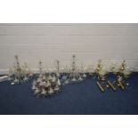 A QUANTITY OF VARIOUS CHANDELIERS, to include a pair of venetian glass two tier chandeliers (two