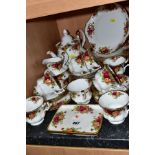ROYAL ALBERT 'OLD COUNTRY ROSES' TEASET FOR EIGHT COMPRISING, 16cm plates, cups, saucers, 21cm