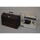 AN VINTAGE SINGER MAHOGANY CASED SEWING MACHINE (no key) along with a Frister and Rossmann, model