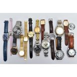 A BOX OF ASSORTED WRISTWATCHES, to include ladies and gentlemen's wristwatches of various designs