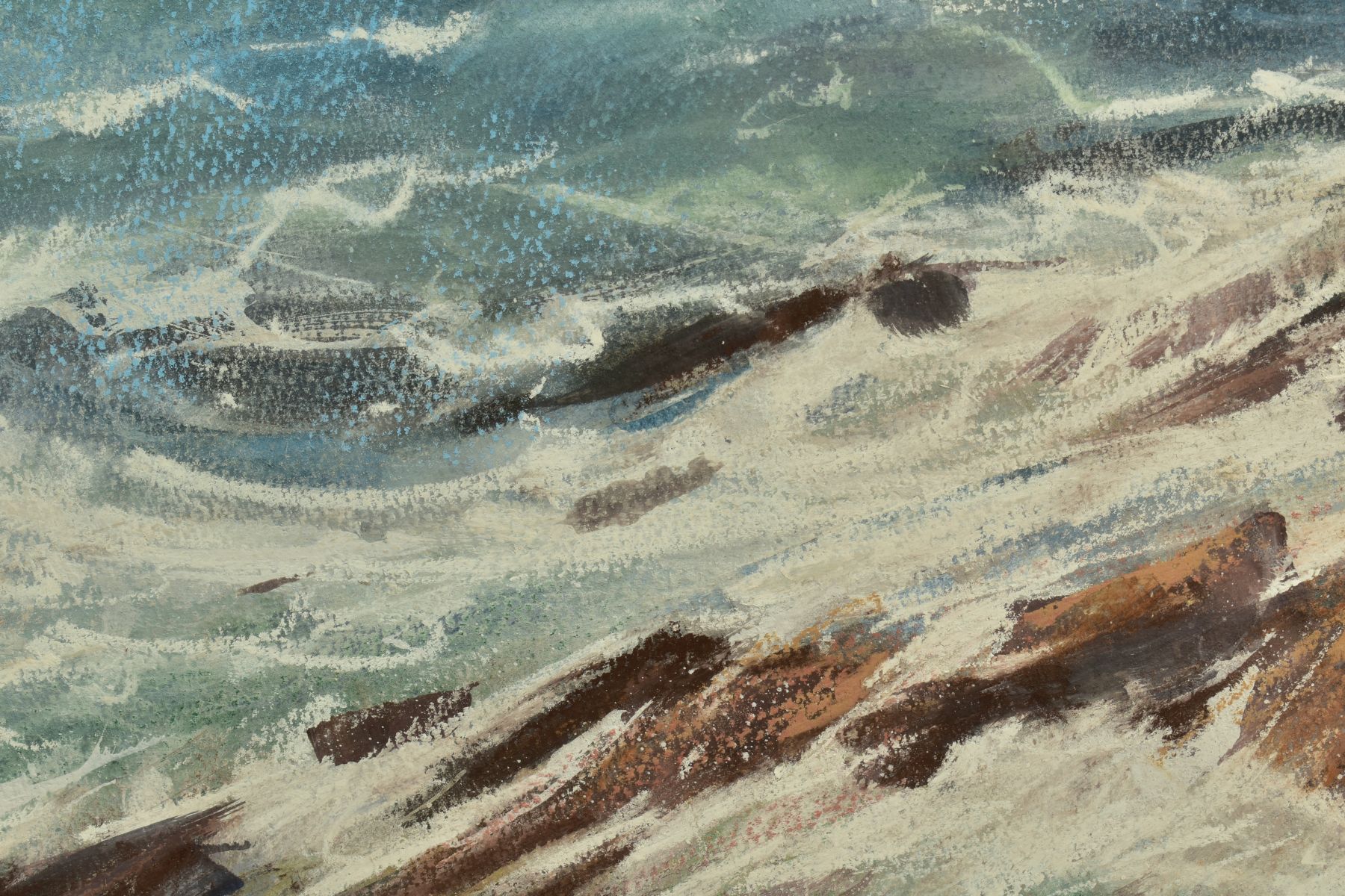 JAMES BARTHOLOMEW (BRITISH CONTEMPORARY) 'OFF THE POINT KYNE' a coastal seascape, waves flowing over - Bild 4 aus 9
