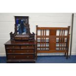 AN EDWARDIAN MAHOGANY DRESSING CHEST with two short above three long drawers, width 107cm x depth