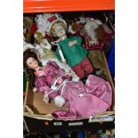 A BOX OF CHRISTMAS FIGURES, ETC, to include a standing Santa, seated Santa, Snow Angel, battery