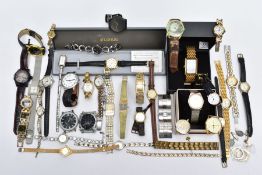 A BOX OF WRISTWATCHES, of various designs, to include names such as 'Citron, Limit' etc