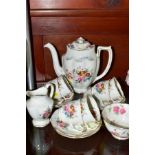 A COALPORT 'JUNETIME' PATTERN FIFTEEN PIECE COFFEE SERVICE, comprising coffee pot, cream jug,