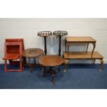 A QUANTITY OF OCCASIONAL FURNITURE, to include a reproduction walnut circular dish top tripod,