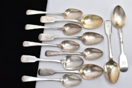 A QUANTITY OF SILVER TEASPOONS, to include six Fiddle pattern teaspoons engraved with an initial 'K'