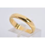 AN 18CT GOLD BAND, of a plain polished design, hallmarked 18ct gold London, ring size P, approximate