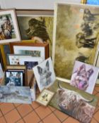 ASSORTED PRINTS, ETC, to include David Shepherd framed print 'Elephants at Amboseli' size