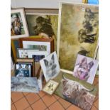 ASSORTED PRINTS, ETC, to include David Shepherd framed print 'Elephants at Amboseli' size