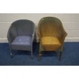 TWO LLOYD LOOM WICKER BASKET CHAIRS