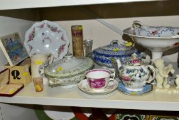 A GROUP OF CERAMICS, GLASS, etc, to include Continental floral design plates, Booth's 'Floradora'