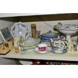 A GROUP OF CERAMICS, GLASS, etc, to include Continental floral design plates, Booth's 'Floradora'