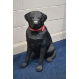 A SANDICAST RESIN SCUPTURE, of a black adult Labrador, height 67cm